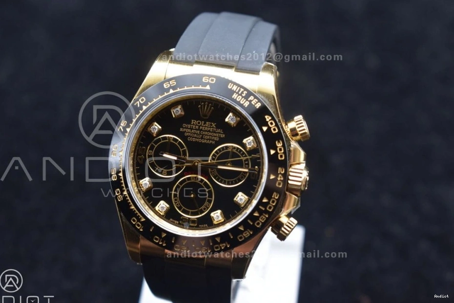 Daytona 116518 Diamonds Edition Rubber Dial 1:1 Black Strap Oysterflex SA4130 Clean on Best V2 0516